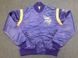 Vtg 80s 90s Starter Nfl Minnesota Vikings Nylon Satin Bomber Jacket Purple M Usa