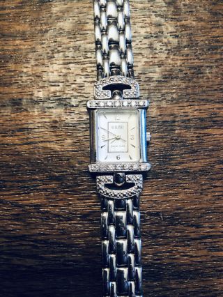 Vtg Ecclissi 925 Sterling Silver Diamond Wrist Watch 32375 Sr 521sw 6 1/2” Long
