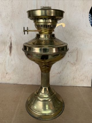 Antique Brass Oil Lamp W/double Wick Burner