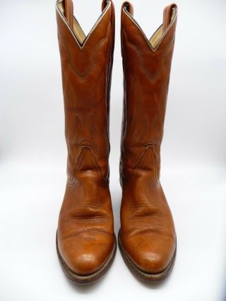 Frye Mens Brown Boots 3841 Leather Cowboy Western Boots Pull On Vintage Usa 8.  5d