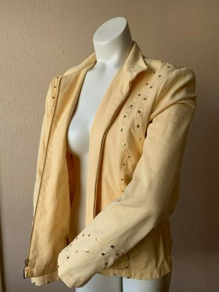 St John Sport Marie Gray Yellow Zip Up Jacket Embellished Medium M Vintage