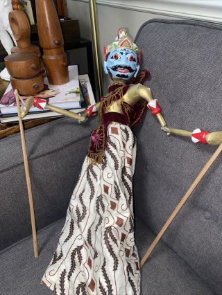 Old Vintage 24” Wayang Golek Wooden Bali Stick Puppet Indonesia Asian Marionette