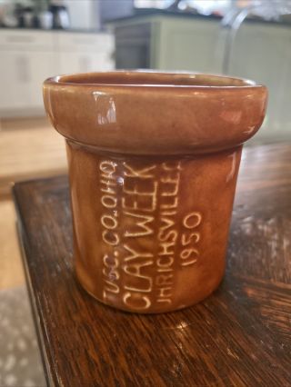Vintage 1950 Advertising Sewer Pipe Toothpick Holder Clay Week Uhrichsville,  Oh
