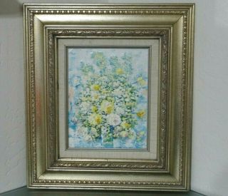 Vtg Still Life Flower Bouquet Oil Painting Artistic Interior Inc.  - Signed?