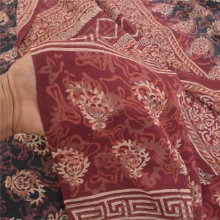 Sanskriti Vintage Black Sarees 100 Pure Crepe Silk Printed Sari Craft Fabric 3