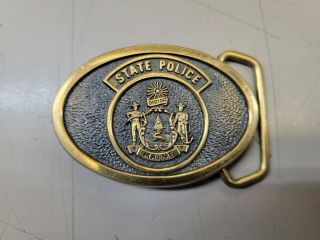 Vintage Maine State Police Belt Buckle Solid Brass