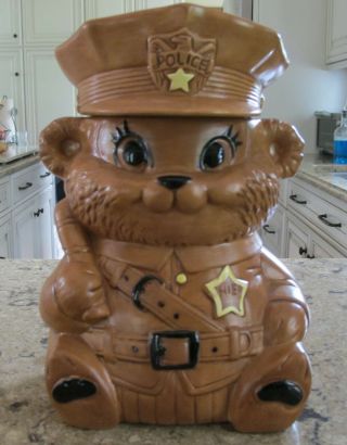 Ec Vintage Twin Winton Ceramic Police Chief Bear Cookie Jar