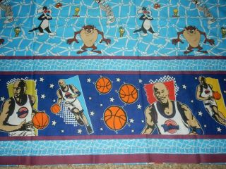 Ln Vintage Disney Looney Tunes Space Jam Basketball Twin Flat Bed Sheet {fabric}