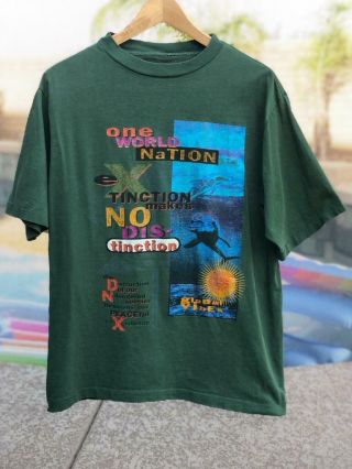 Rare Vtg 90s Bugle Boy Extinction Dolphin World Peace Nature Graphic T Shirt L