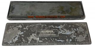 Vintage Giant Norton Crystolon Axe Knife Sharpening Stone Hone In Metal Box