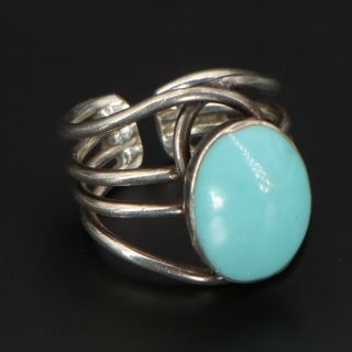 Vtg Sterling Silver - Southwestern Sleeping Beauty Turquoise Ring Size 8 - 10g