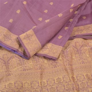 Sanskriti Vintage Purple Sarees 100 Pure Silk Woven Premium Sari 5 Yard Fabric