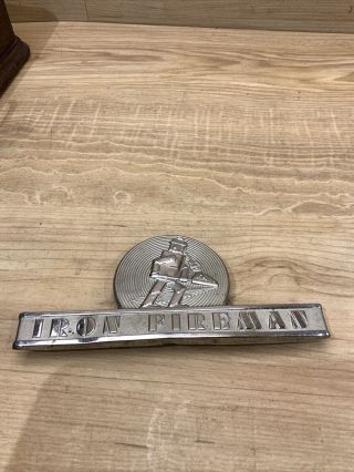 Vintage Iron Fireman Chrome Furnace Emblem