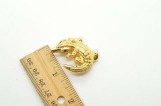 Designer Vintage St John Alligator Crocodile Gold Tone Pin Brooch Signed Figural 2
