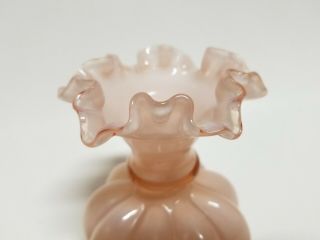 Vintage Fenton MELON Vase Pink Glass Ruffled Rim 6 