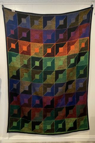 Vintage Biederlack Blanket,  Throw Geometric Pattern,  Made In Usa 76 " X 52 "