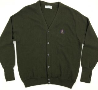Vintage 80s 90s Izod Cardigan Sweater Xl Rockabilly Acrylic Usa Knit