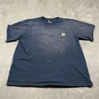 Vtg Carhartt Sun Faded Distressed Pocket T Shirt Plain Thrashed Xl Workwear