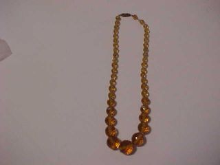 Lovely Vintage Art Deco Topaz Faceted Crystal Beaded Necklace