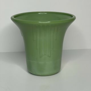 Vintage Akro Agate Slag Glass Retro Green Flower Pot Planter Vase