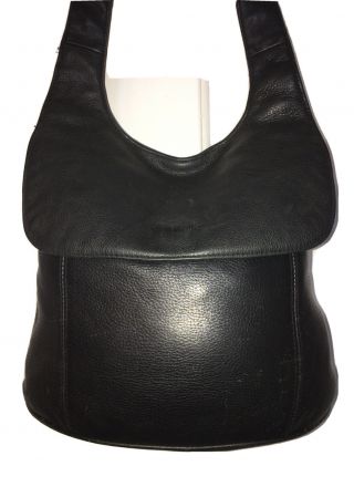 Tignanello Vtg Black Leather Backpack Style Shoulder Bag Vince Kate Michael Euc
