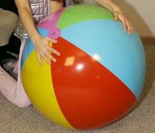 42 " Ssi 6 Color Glossy Pastel Vinyl Inflatable Beach Ball - Vintage Pool Toy