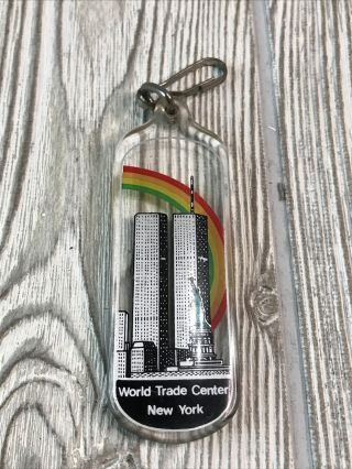 Vtg World Trade Center Key Chain - Statue Of Liberty,  Twin Towers,  Rainbow Nyc