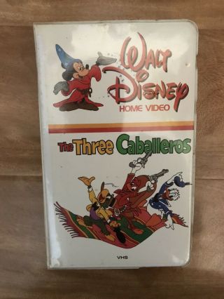 Vintage The Three Caballeros Walt Disney Home Video White Clamshell Vhs