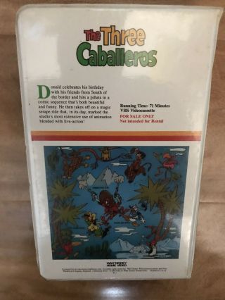 Vintage The Three Caballeros Walt Disney Home Video White Clamshell VHS 2