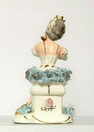 Vintage L & M Porcelain Princess Ballerina Figurine Playing Flute Gold Crown 3