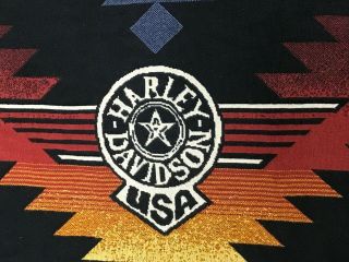 Vintage Harley Davidson USA Throw Blanket Tapestry w/Fringe 35 