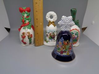 Set 4 Vintage Porcelain Bells By Avon Christmas Holiday 1986,  87,  89,  90