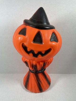 Vintage Empire Plastics Corp Blow Mold 1969 Halloween Pumpkin Scarecrow No Light