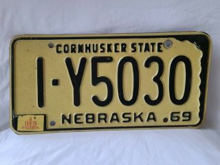 Vintage 1969 Nebraska Cornhusker State License Plate