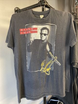 Vtg 1989 - 90 Billy Joel Storm Front Concert Tour T Shirt Large Black Front Back