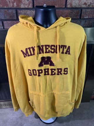 Vintage Minnesota Golden Gophers Ncaa Hooded Hoodie Sweatshirt Mens Xxl Yellow