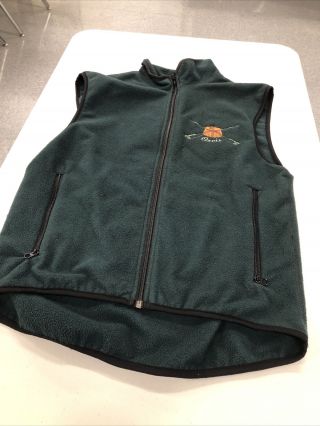 Vintage ORVIS Fleece Vest Mens Medium Green Fleece Zip Made in USA Classic 3