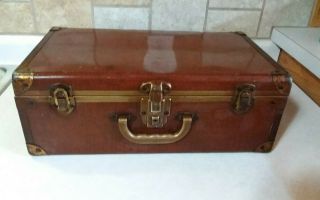 Vintage Metal Suitcase Luggage Case Travel Photography Retro Display 18x10.  5x6.  5