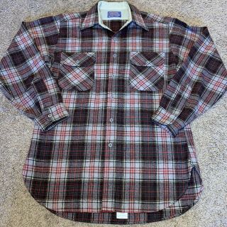 Vintage Pendleton Wool Button Up Shirt Size M Red Gray Black 90s Vtg