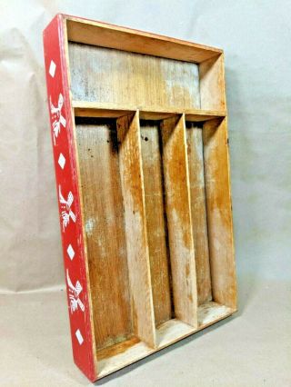 Vintage Dutch Silverware Tray Wood Wooden Utensil Drawer Organizer Flatware Box