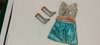 Vintage Barbie Zokko 1820 Silver Blue Lame Dress Belt & Boots 2