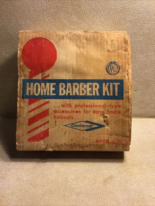 Vintage Charlescraft Deluxe Home Barber Shop Kit Comes In An Box.