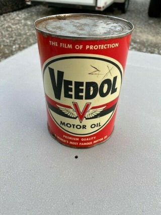 Vintage Veedol Premium Quality Motor Oil Can 1 Qt.  100 Pennsylvania