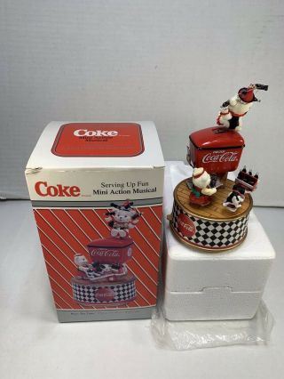 Vintage 1995 Enesco Coca Cola Mini Action Musical “ Things Go Better With Coke”