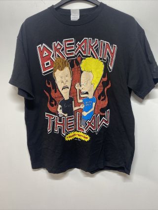 Vintage 90s Beavis And Butthead Breakin The Law Mtv Tee T Shirt Mens Size L