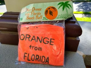 Vintage 70s Florida Orange Beach Ball Souvenir Rare Pack