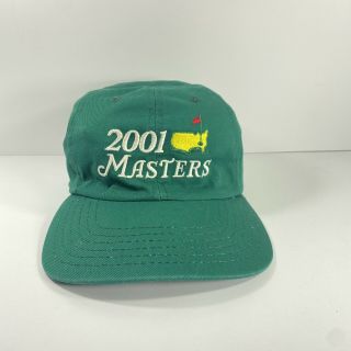 Vintage 2001 The Masters Golf Hat Cap Adjustable Strap Back Green