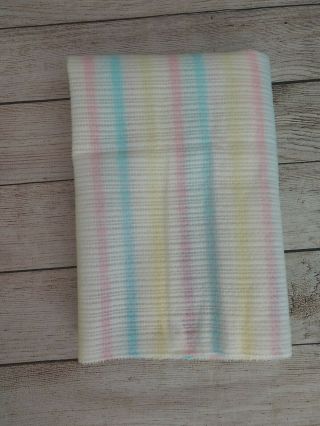 Vintage Beacon Baby Blanket Open Waffle Weave Acrylic Pastel Stripe Wpl 1675