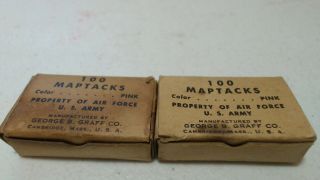 2 Rare Graffco - Maptacks Pink Vintage Property Of Air Force Us Army