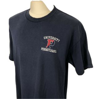 Vintage University Of Pennsylvania Embroidered Distressed Blue T Shirt Men Xl